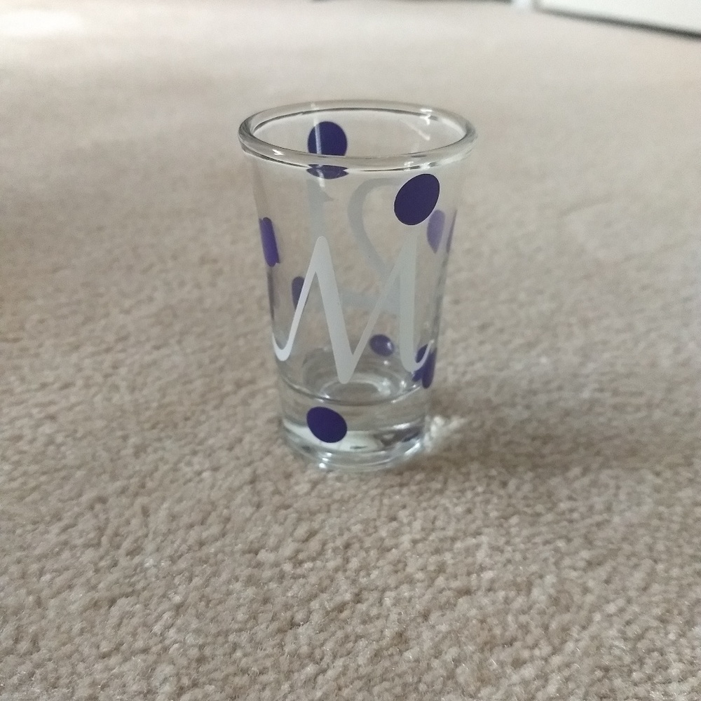 Purple Polka Dot "M" "21" Shot Glass